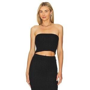 Sndys X Revolve Strapless Crochet Top - Black Shimmer XS